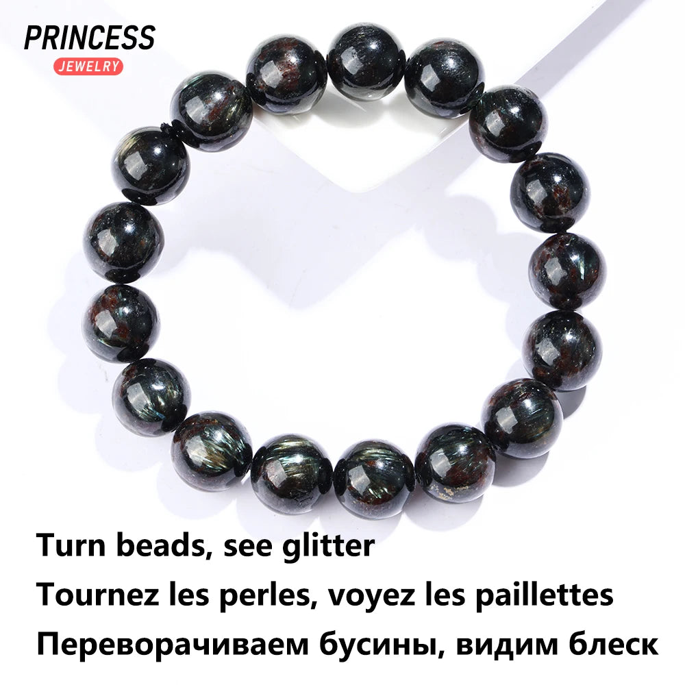 A++ Natural Astrophyllite Stretch Bracelet Crystal Beads for Jewelry Making DIY Accessories 8 10 12mm - AMULET RING STORE