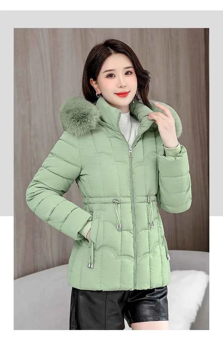 Winter 2025 New Down Jacket Women Parkas Fashion High-Quality Warm Cotton Padded Coat Ladies Short Overcoat Hooded Overwear Tops