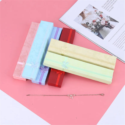 Long Jewelry Necklace Bracelet Box Storage Container Jewellery Box Packaging Bowknot Gift Display Paper Organizer Case Wholesale - AMULET RING STORE