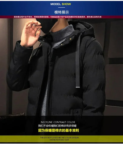 Thicken Warm Men Long Parka Fashion Brand Casual Winter Windbreaker Jacket with Hood Coats Fashion Clothing for Men All-match