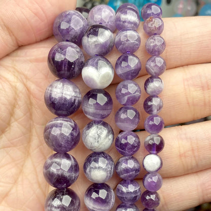 45 Styles Natural Stone Beads Amethyst Purple Jades Agate Crystal Glass Beads Jewelry Making Findings DIY Bracelet Accessories - AMULET RING STORE