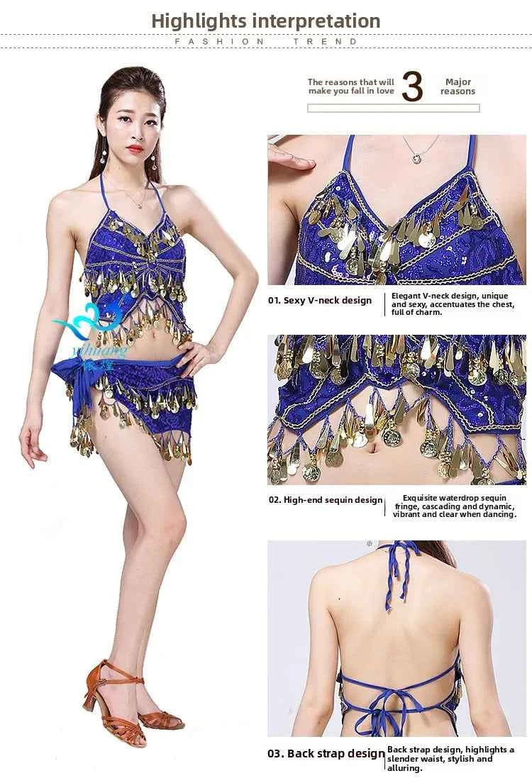 Sexy Belly Dance Bra Top Women's Sensual Strap Hanging Ne Vest Dance Clothing Adult Fem Polyester Sportswear Yoga Fitn