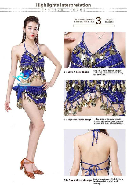 Sexy Belly Dance Bra Top Women's Sensual Strap Hanging Ne Vest Dance Clothing Adult Fem Polyester Sportswear Yoga Fitn