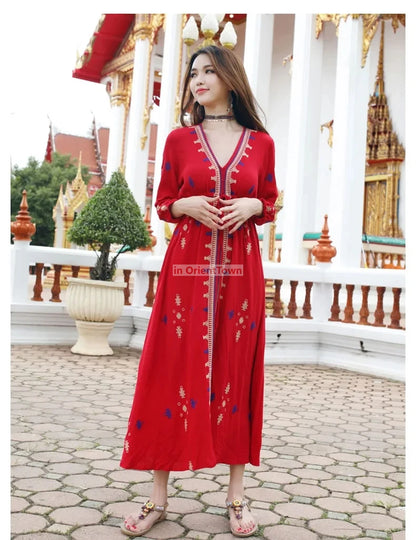 Sari India Women Clothing National Embroidered Dress Cotton Pakistan Style Costume Indian Top Long  Blouse