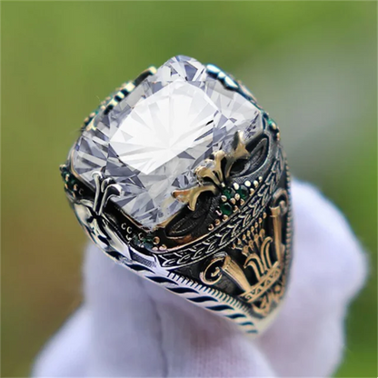 Bezel Inlaid Crystal Men's Luxury Ring