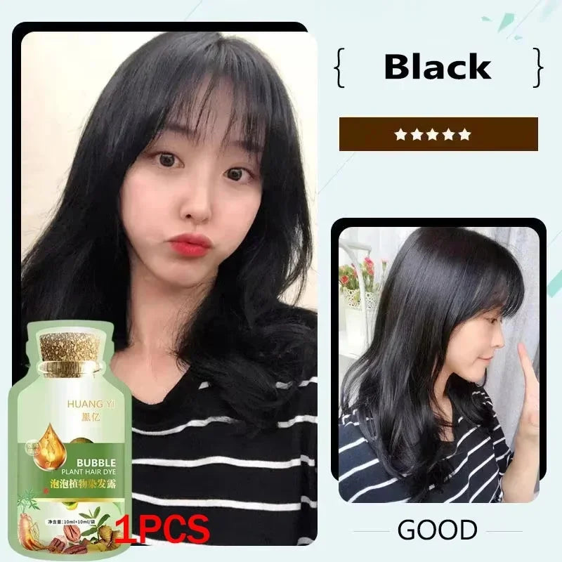 500ml Natural Herbal Hair Dye Shampoo 3 in 1 Change Hair Color Gray Hair to Dark Brown Black Deep Nourishing Fashion Hair Care - AMULET RING STORE