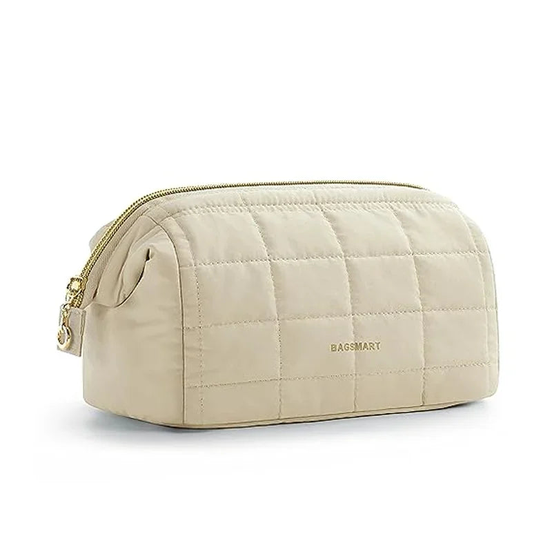 BAGSMART Makeup Bag Puffy Padded Make Up Bags for Women Makeup Organizer Case Wide-open Pouch Toiletry Bag Travel Essentials - AMULET RING STORE