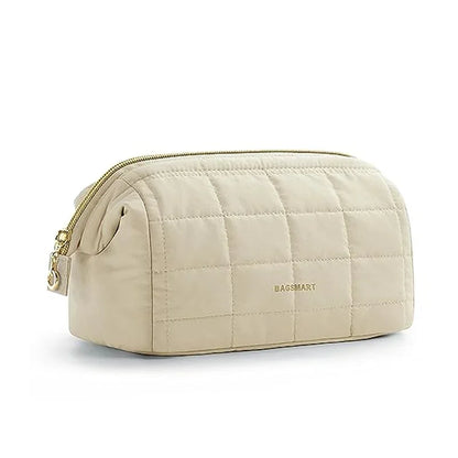 BAGSMART Makeup Bag Puffy Padded Make Up Bags for Women Makeup Organizer Case Wide-open Pouch Toiletry Bag Travel Essentials - AMULET RING STORE