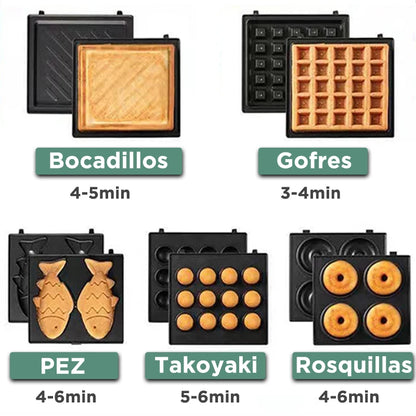 2025 YIDPU Sandwichera 3 en 1 Tostadora eléctrica Waffle Maker Desayuno Pancake Donut Egg Waffle Fish Cake Horno eléctrico - AMULET RING STORE