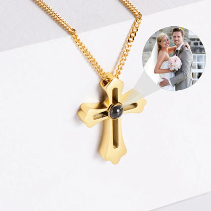 Fashion Projection Necklace Jewelry Personalized Photo Custom Cross Pendant Suitable For Male And Female Couples To Give Gifts - AMULET RING STORE