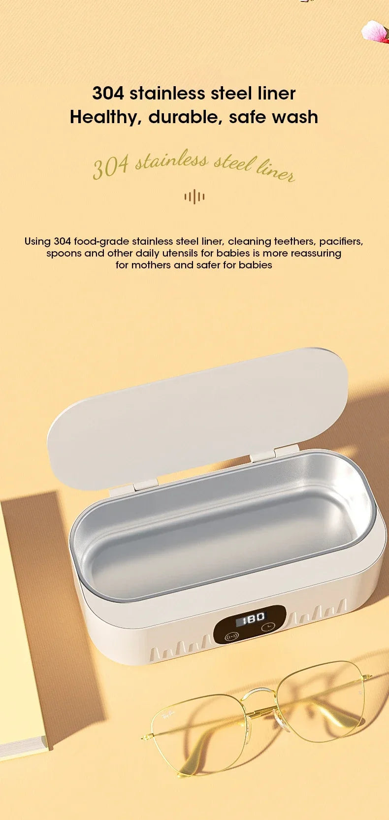 Ultrasonic Cleaning Machine 400ml Ultrasonic Cleaning Tank Automatic Cleaning Makeup Brush Glasses Watches Jewelry Cleaning - AMULET RING STORE