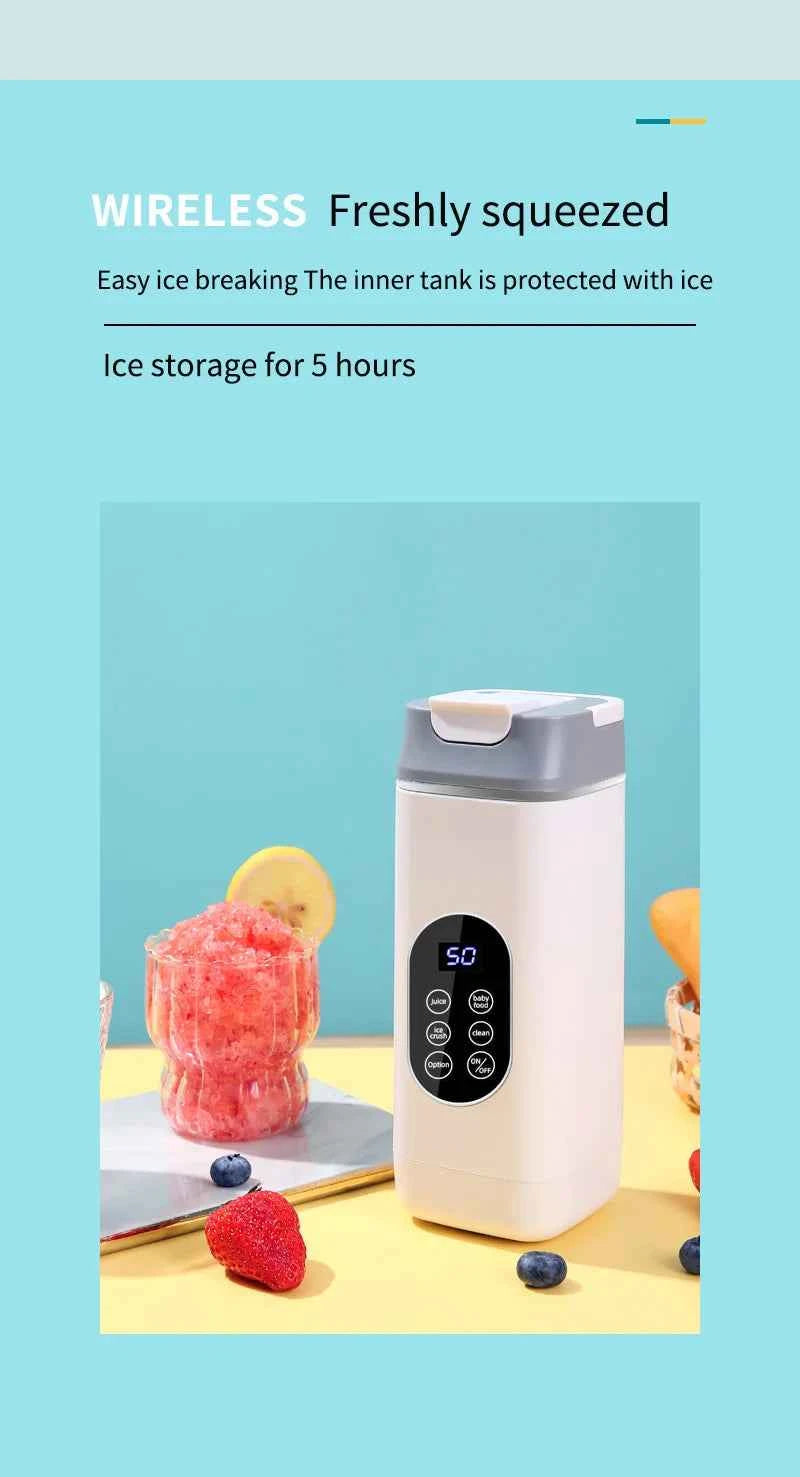 Portable USB Rechargeable Juicer Blender, Ice Crushing Fruit Juice Cup, Home & Outdoor Use, 12 Blades