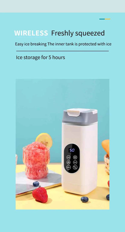 Portable USB Rechargeable Juicer Blender, Ice Crushing Fruit Juice Cup, Home & Outdoor Use, 12 Blades