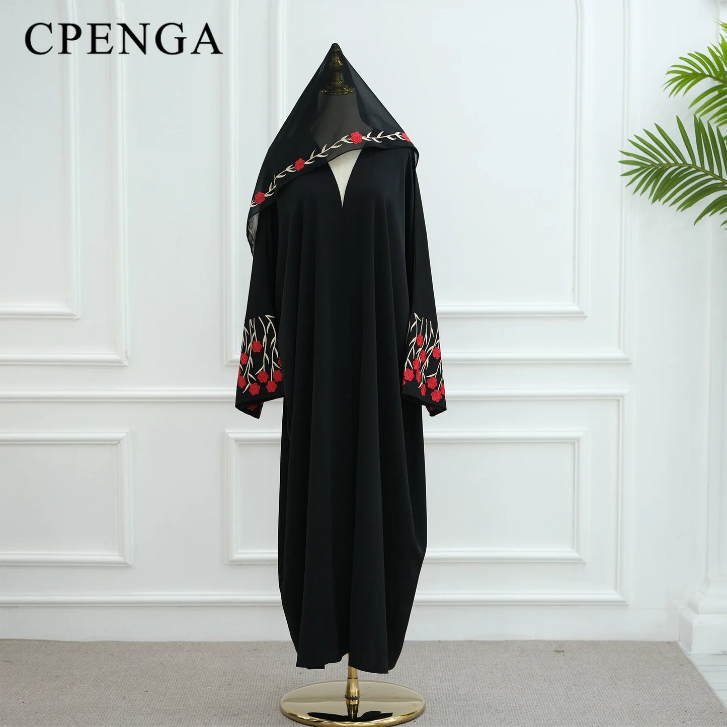 Luxury Embroidered Sleeve Cardigan for Muslim Women Ramadan Modest Abaya Dress with Hijab Elegant Islamic Party Turkish Outfit