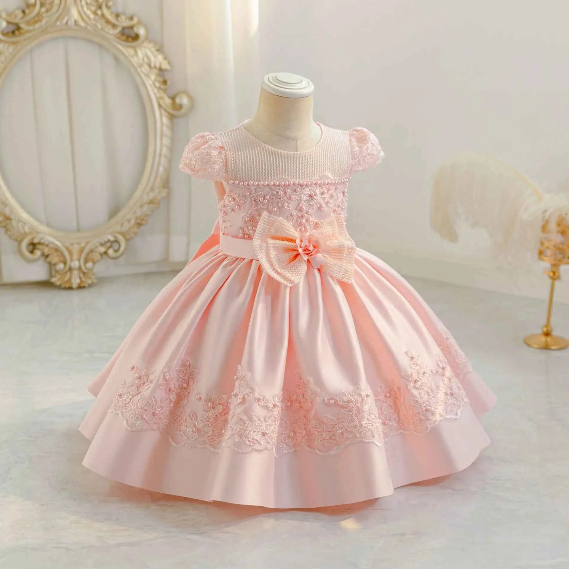 0-4Thildren's wear baby's first birthday party dress color matching gradient Lace Princess Baby Girl Christmas Party Prom Dress