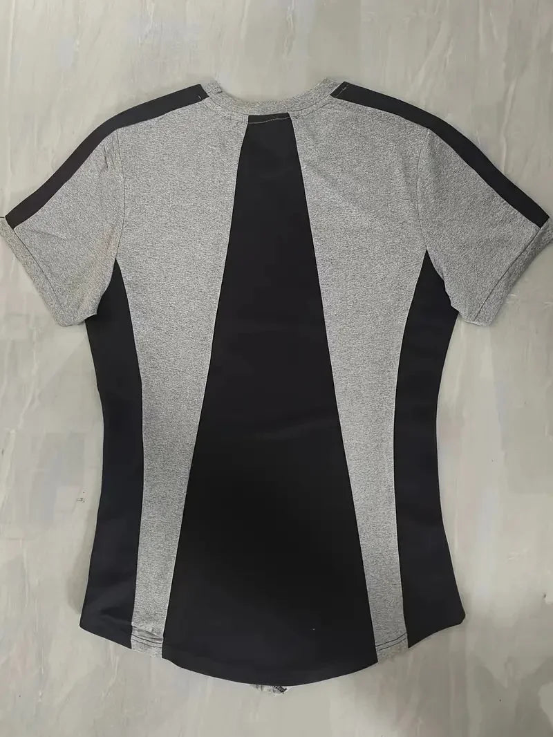 2025 Male Fitness T-shirt Summer Men's Athleisure Workout short sleeve T-shirt Compress quick-dry Men T-shirt Gym Sports Tops - AMULET RING STORE