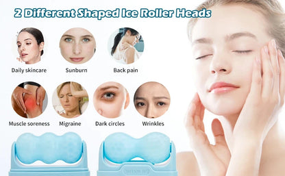 Hello Face Roller Ice Facial Massage Reusable 2 Shape Heads Freezable Ice Massager Lifting Tools