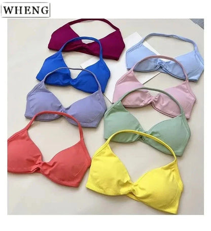 WHENG 2PCS Yoga Fitness Suit Women's Seamless Lace-Up Yoga Bra Top High Waist Workout Scratch Shorts Sports Suit Fitness Suit