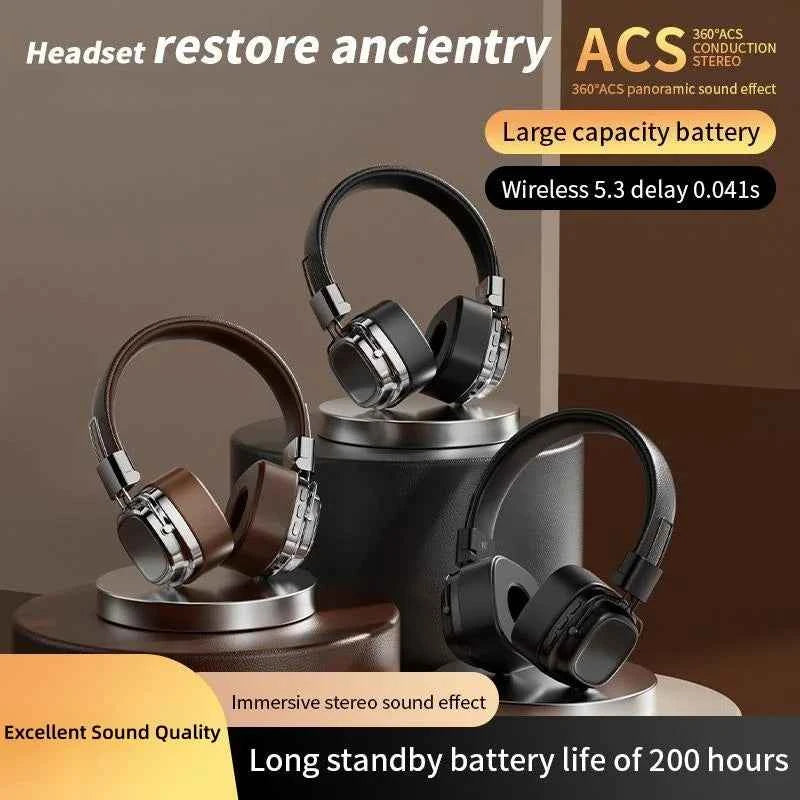 2025 New Retro On Ear Headphones Wireless Bluetooth Headsets DJ Stereo Sounds Bluetooth 5.3 Foldable Headset Gamer Choice