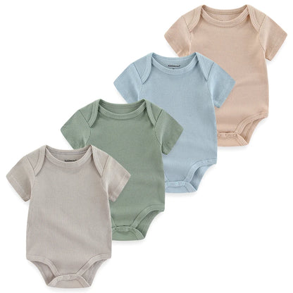 4Pieces Cotton Newborn Bodysuit Print Baby Girl Clothes 0-12M Cartoon Baby Boy Clothes Summer Short Sleeve Romper Bebes - AMULET RING STORE