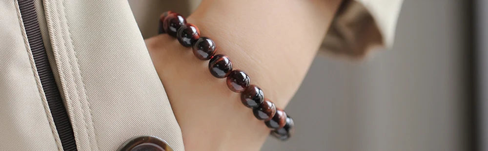 Natural Red Tiger Eye Stone Bracelet Buddhist Rosary Women Fashion Jewelry Reiki Healing Meditation Prayer Rope Rosary Bracelet