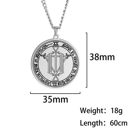 Dawapara Fortune Wheel AGLA INRI Stainless Steel Men Necklace