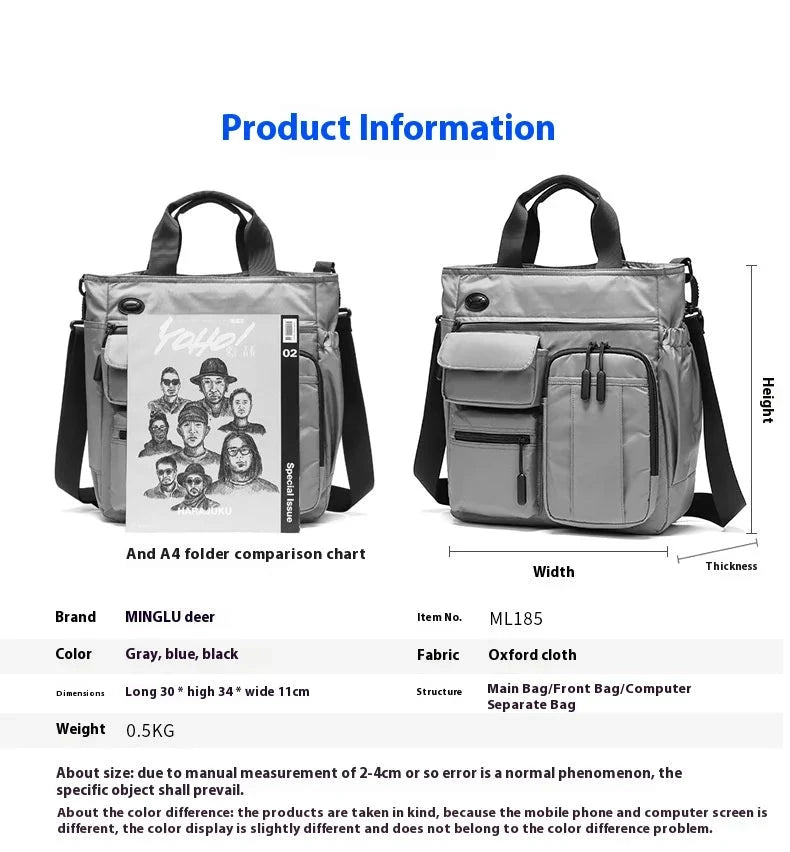 Business Men Shoulder Bag Multilayer Multifunctional Tablet and Document Handbag Diagonal Cross bag Leisure Briefcase