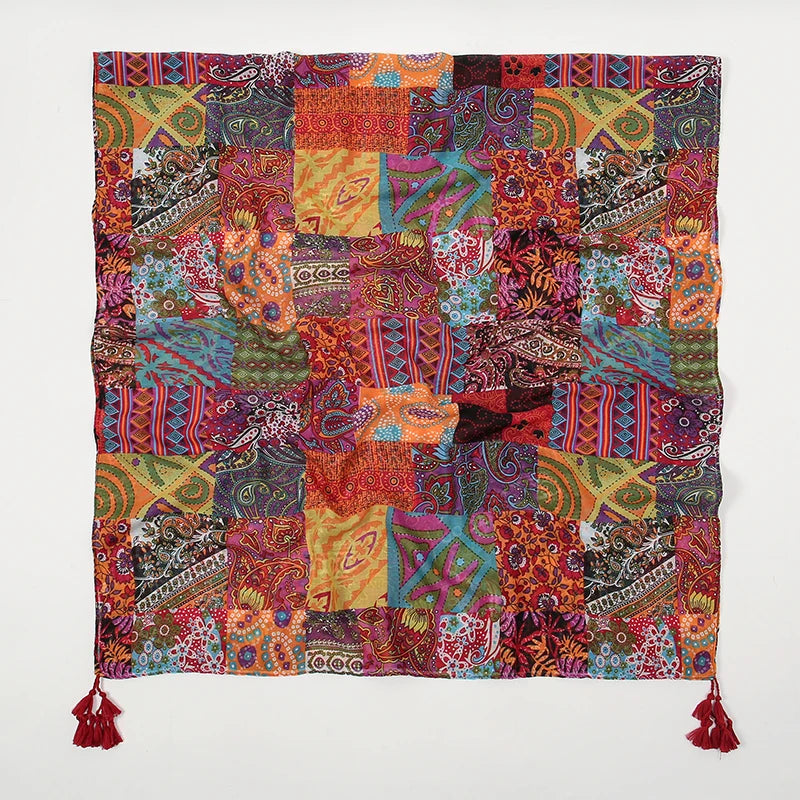 Elegant Floral Printed Hijab Cotton Viscose Tassel Shawl For Woman Fashion Beach Long Scarf Ladies Flower Headscarf 185*100cm - AMULET RING STORE