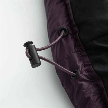 Women's Hooded Purple Cotton Jacket - Quilted Design, Warm Winter Coat, Casual Cold-Weather Outerwear