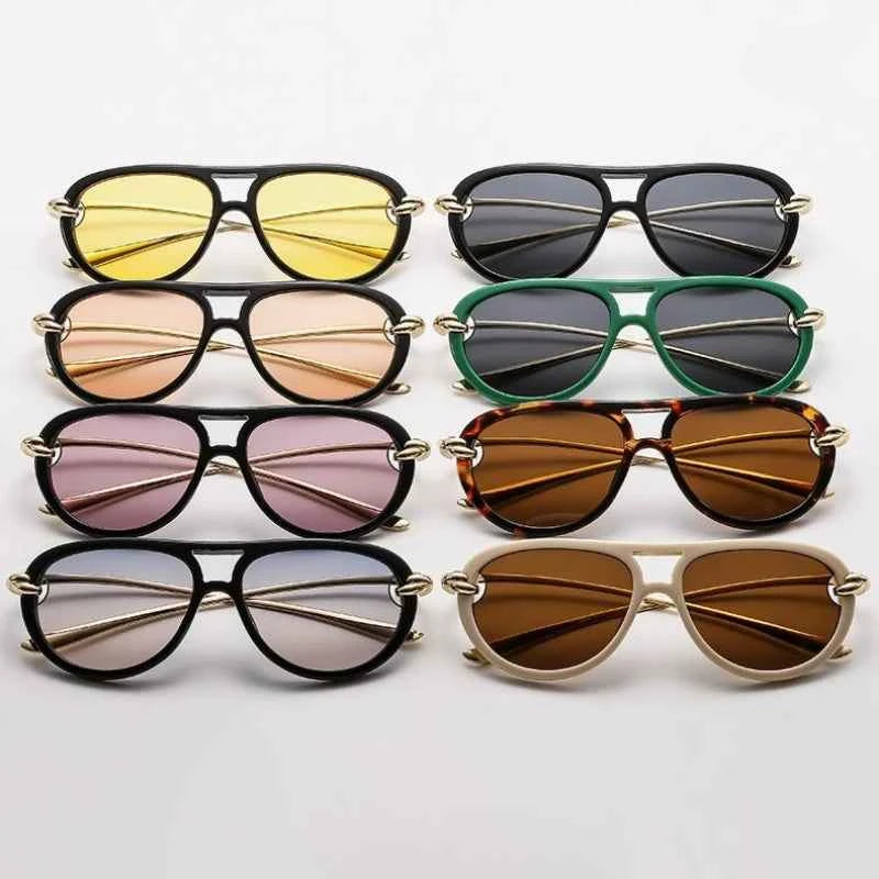 New Fashionable Personalized Toad Sunglasses Knot Double Bridge Metal Anti UV Glasses Outdoor Trendy Street Photography