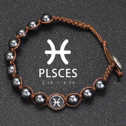 12 Zodiac Signs Natural Stone Bracelets Leo Capricorn Taurus Cancer Bracelets Women Men Couple Friendship Jewelry Gift Bracelets