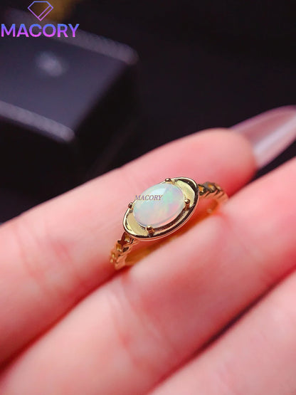 Natural Moonstone S925 Sterling Silver Ladies Ring 5*7mm Exquisite Fashion Jewelry with Certificate Holiday High-end Gifts