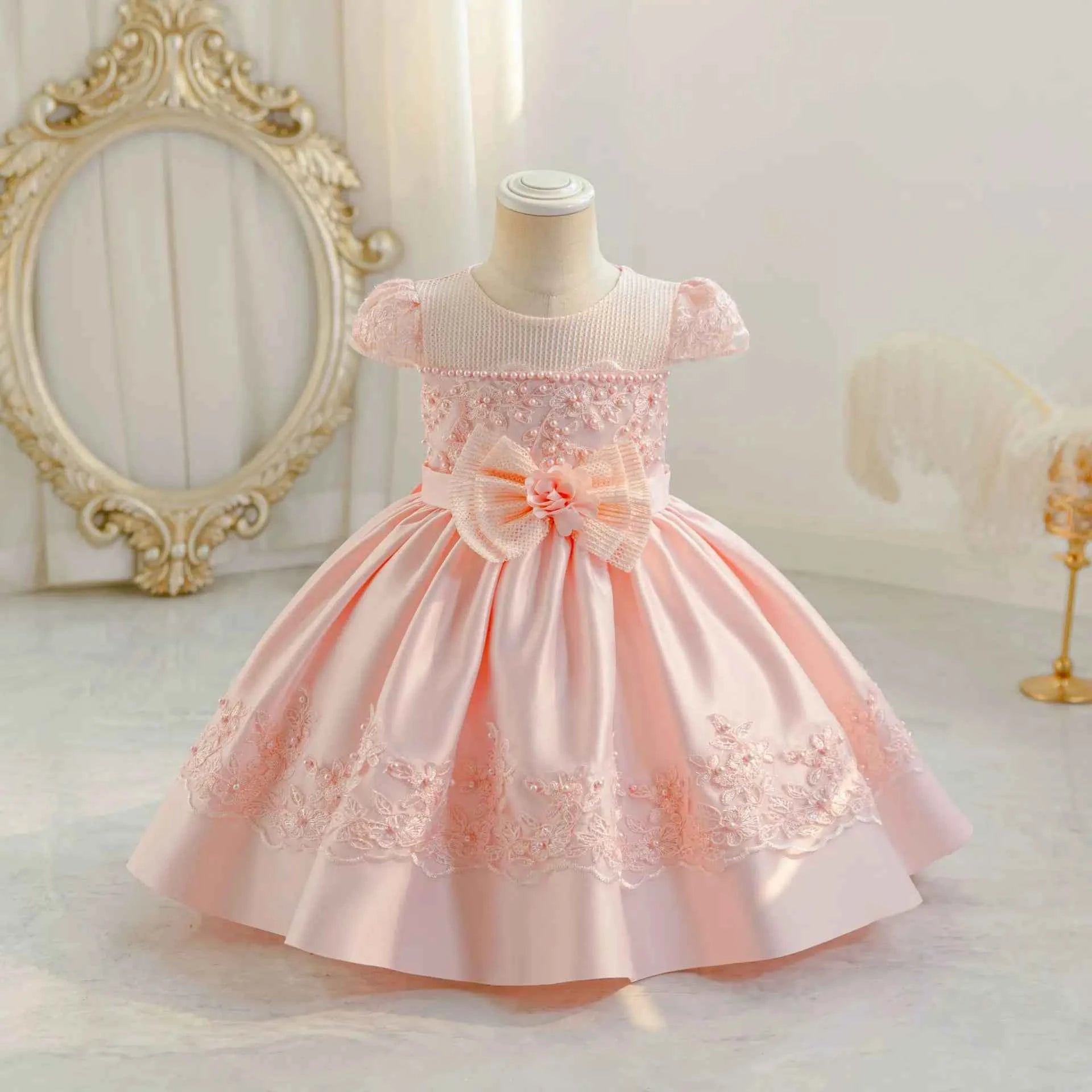 0-4Thildren's wear baby's first birthday party dress color matching gradient Lace Princess Baby Girl Christmas Party Prom Dress