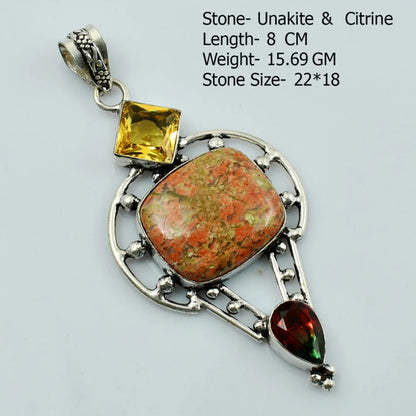 Genuine Moonstone Botswana Agate Prehnite Owyhee Opal  Pendant Women Jewelry gift