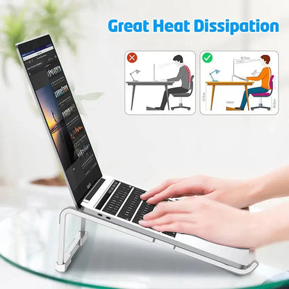 Universal Laptop Stand Foldable Adjustable Aluminum Alloy Notebook Holder Desktop Bracket for MacBook Air Pro Xiaomi - AMULET RING STORE