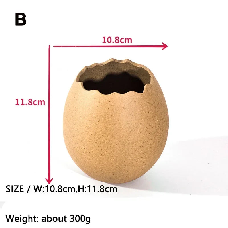 Creative Dessert Bowl Noodle Bowl Hydroponic Egg Shell Ostrich Vase Cute With Nest Home Decoration Modern Simple Ceramic Craft - AMULET RING STORE