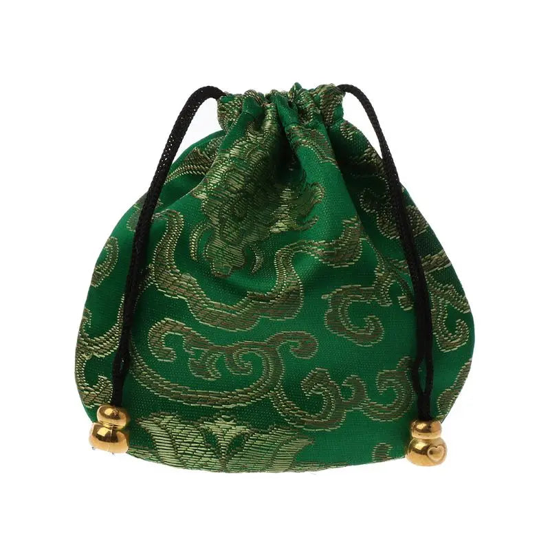 Silk Brocade Jewelry Drawstring Gift Bags Coin Purse Embroidered Candy Chocolate Bag for Wedding Party - AMULET RING STORE