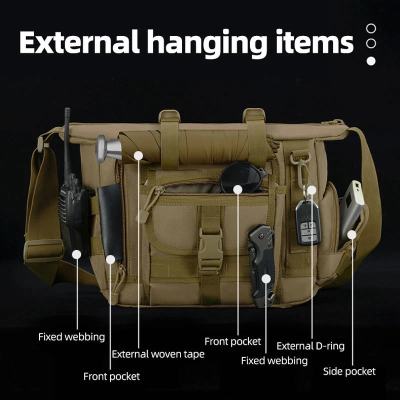 Men Camouflage Shoulder Bag Tactical Fishing Camping Tote Trekking Climbing Bags Large Multi-Pocket Travel Laptop Messenger Pack