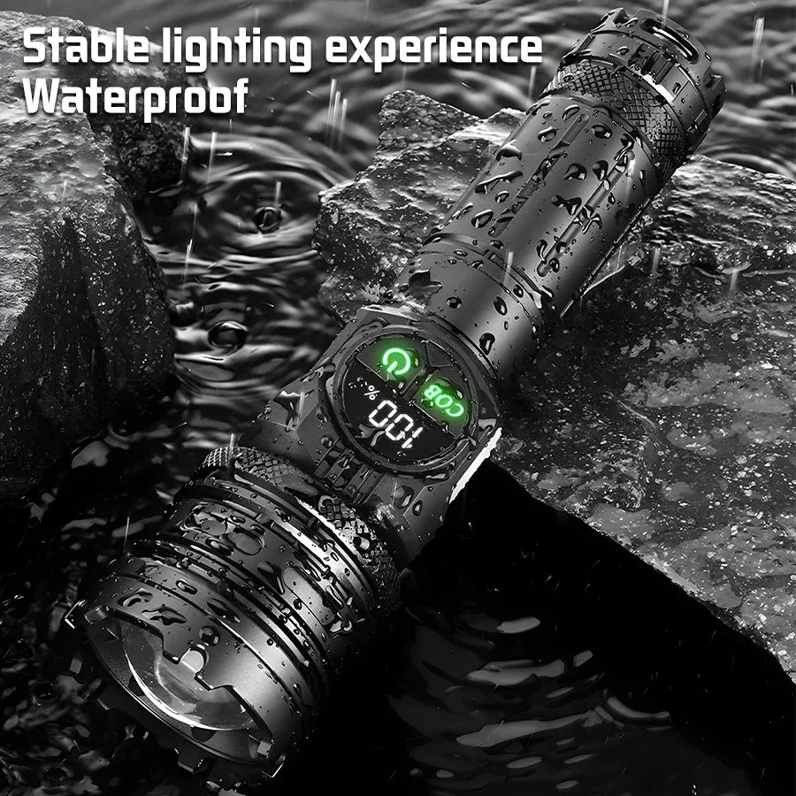 Super Bright Rechargeable LED COB Flashlight With 9 Lighting Modes Multifunction Magnetic Outdoor Waterproof Lamp18650 Battery - AMULET RING STORE