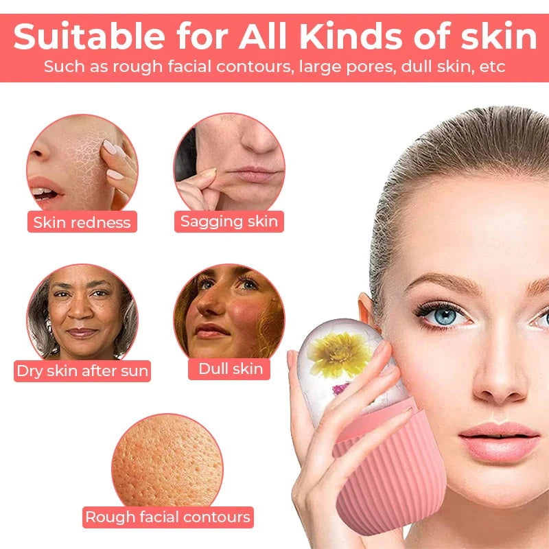 Silicone Cube Tray Shape Face Facial Ice Roller Massage Face Massage Roller Frozen Facial Reusable Ice Roller Beauty  Skin care