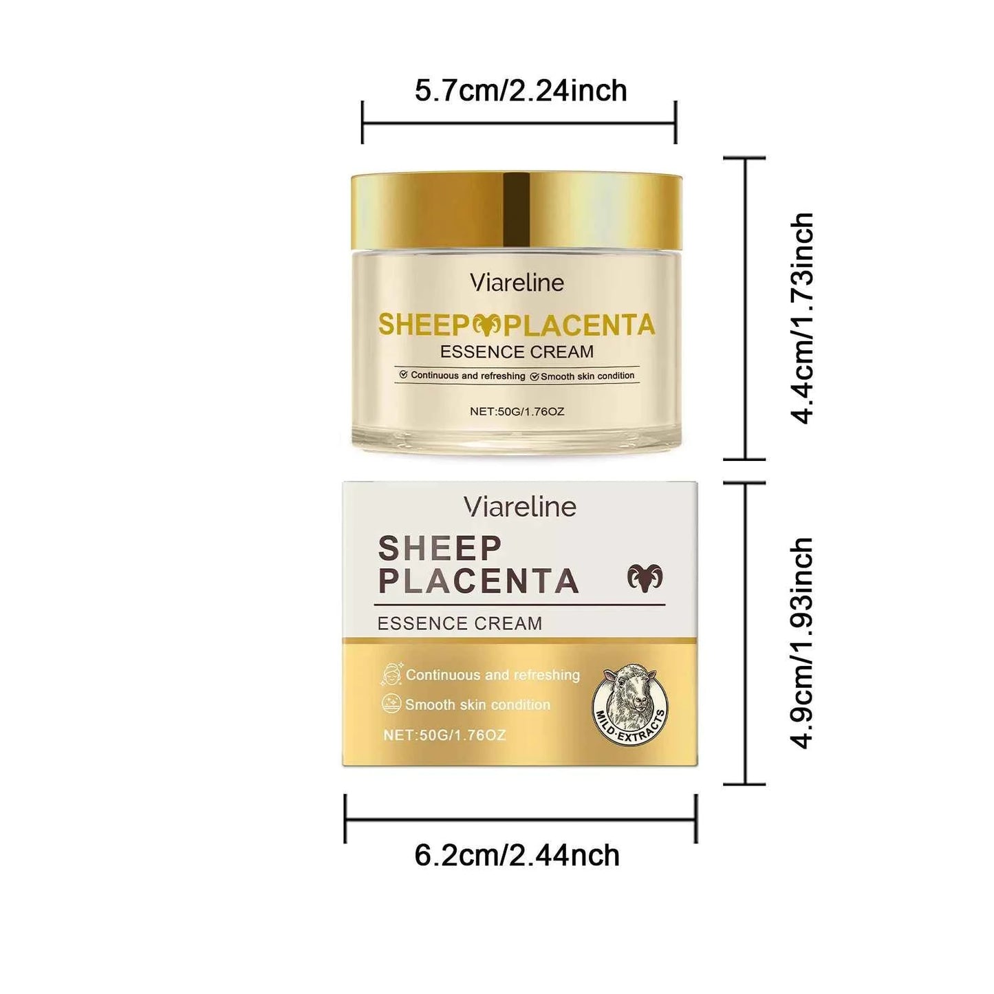 Viareline Sheep Placenta Face Cream Anti-aging Lasting Moisturizing Firming Booster Brighten Skin Tone Fade Fine Line Face Cream