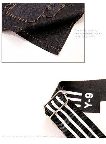 Hairstylist Denim Apron With Wide Shoulder Straps Comfortable Workwear Casual Fashionable Stain Resistant Men and Women Apron - AMULET RING STORE