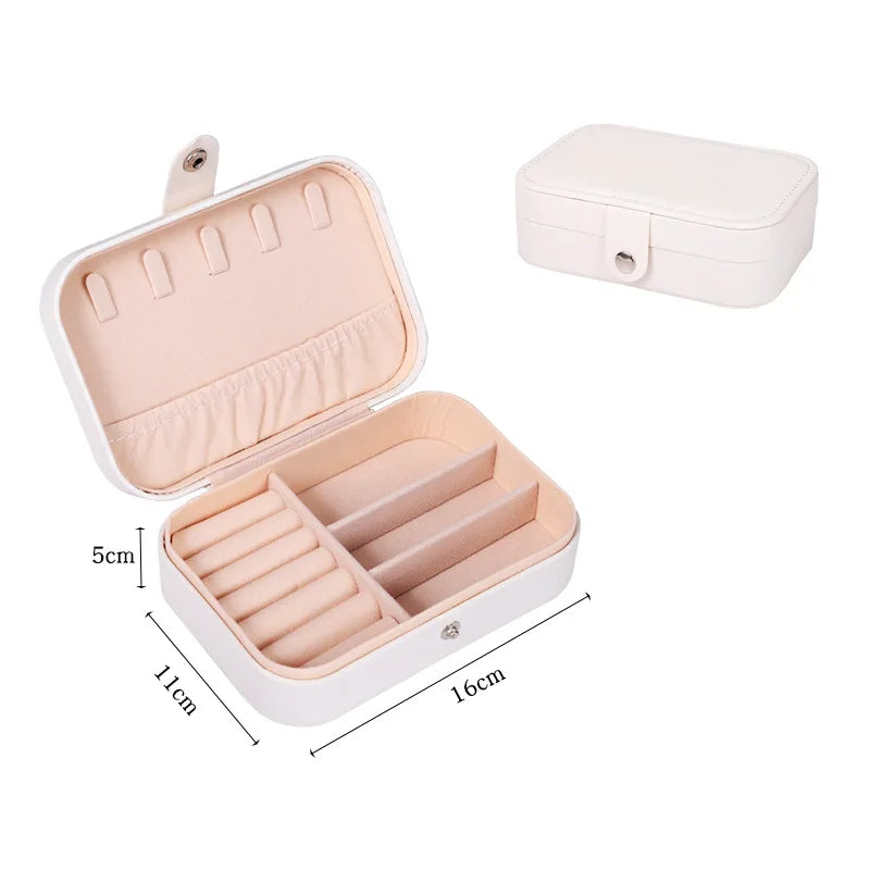 Portable Jewelry Box Jewelry Organizer Display Travel Jewelry Case Boxes Button Leather Storage Zipper Jewelers Joyero - AMULET RING STORE