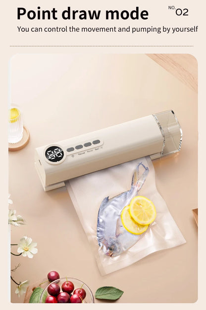 RS-F183H Mini Wireless Food Vacuum Sealing Machine, Digital Multifunctional Charging Magnetic Heat Absorption Sealing Machine. - AMULET RING STORE
