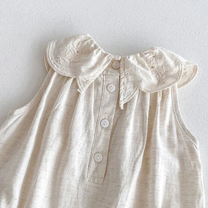 2024 New Summer Toddler Baby Girls Jumpsuit Sleeveless Cotton Solid Color Newborn Baby Girls Romper 0-24M Children Clothes - AMULET RING STORE