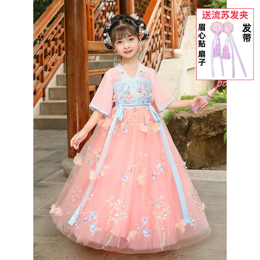 Summer Girls' Hanfu Dress Princess Costume Children's Dresses Kids Vintage Party Baby Girl Dress Cosplay Girls Clothes Vestidos