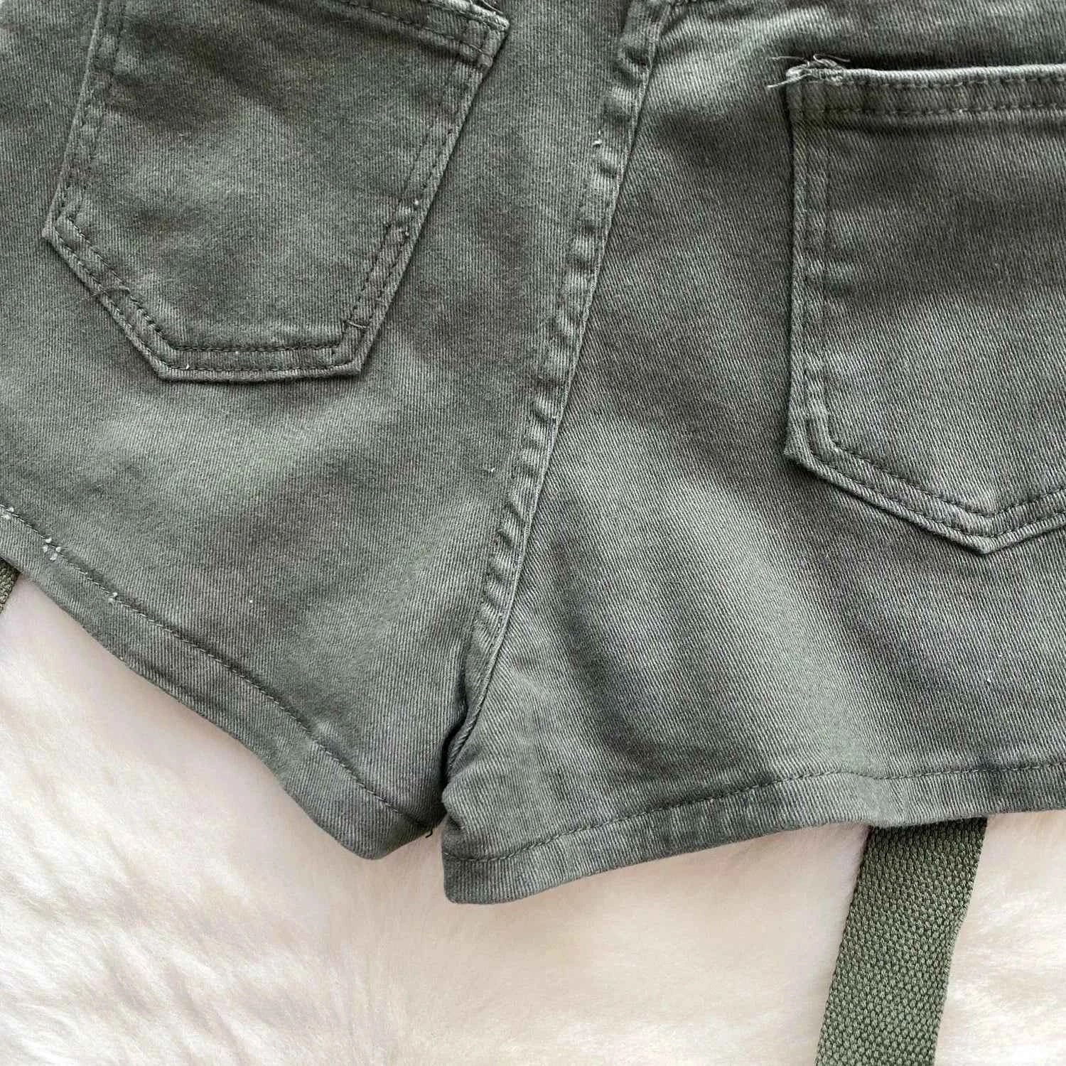 Women's Summer High Waisted Stretchy Denim Shorts Korean Cargo Style Slim Fit Ultra Short Hot Pants with Large Pockets for Dance