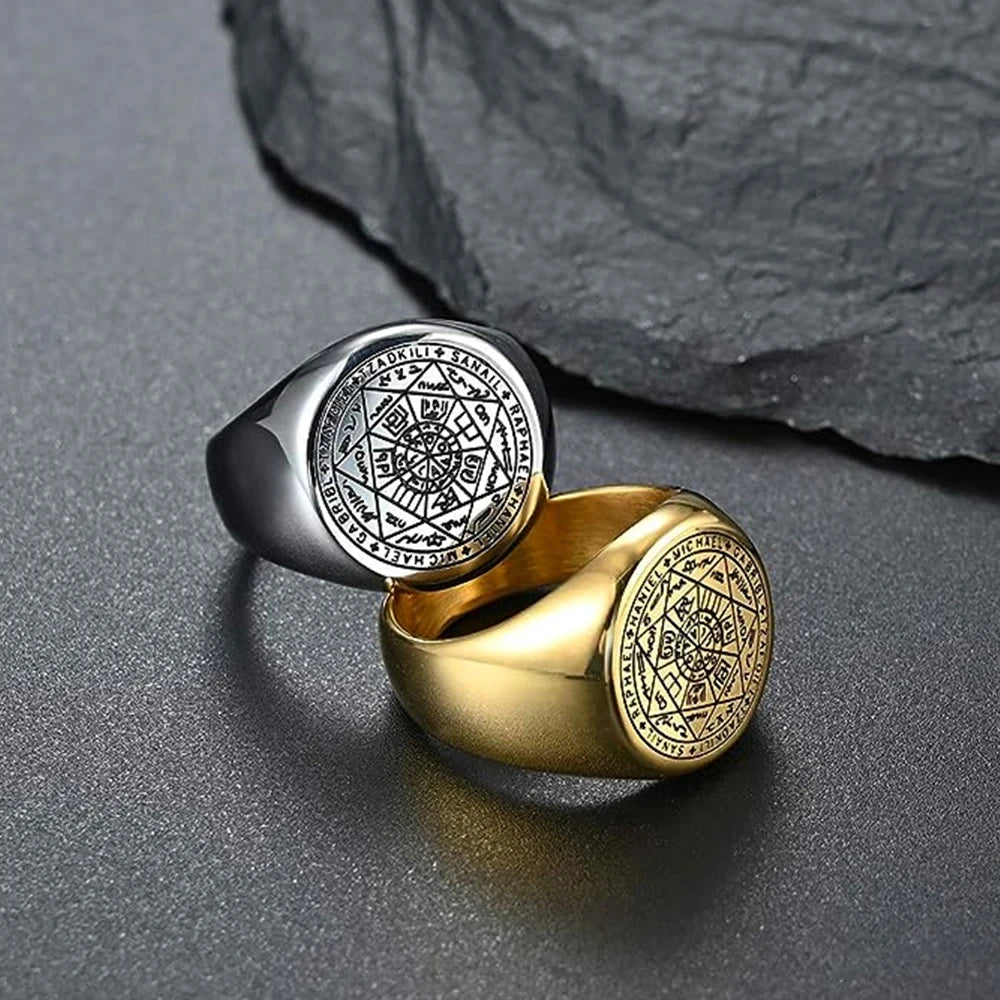 YILUOCD Seal of The Seven Archangels Rings for Men