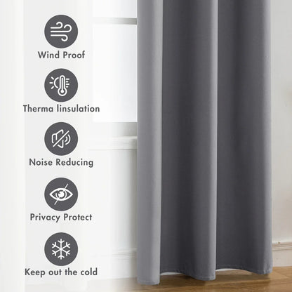 2pcs Modern 100% Blackout Curtain with Coated Lining, Solid Window Curains for Bedroom, Living Room, Dining Room, Home Decor - AMULET RING STORE