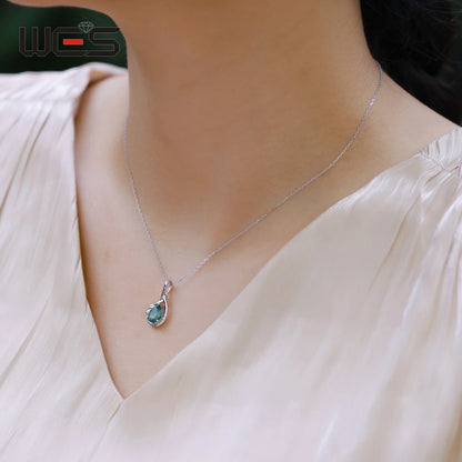 WES 100% 925 Silver Natural Unique Boho Moss Agate Pendant Necklace for Woman Earth Day Forest Jewelry Engagement Gift Wholesale - AMULET RING STORE